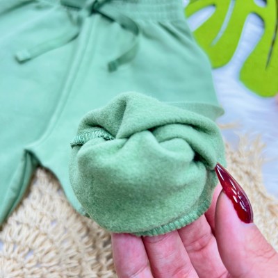 Conj. Blusa Manga Longa Baby Dino e Calça de Moletom - Off White e Verde